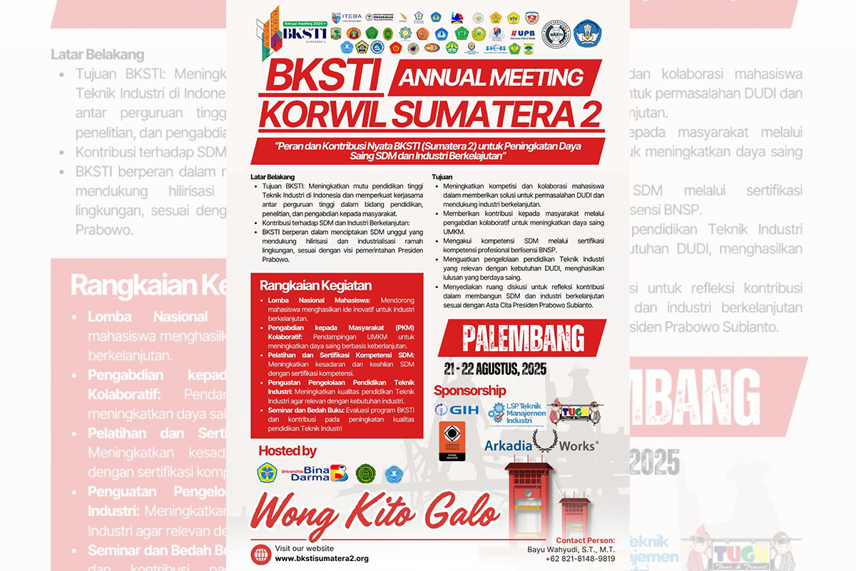 Annual Meeting BKSTI Sumatera II 2025: Dorong SDM Unggul dan Industri Hijau di Palembang
