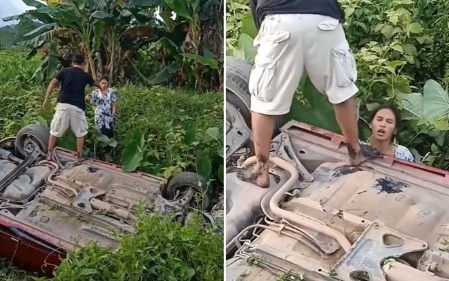 Viral Sejoli Berantem hingga Mobil Terguling ke Rawa, Eh Masih Lanjut Berantem