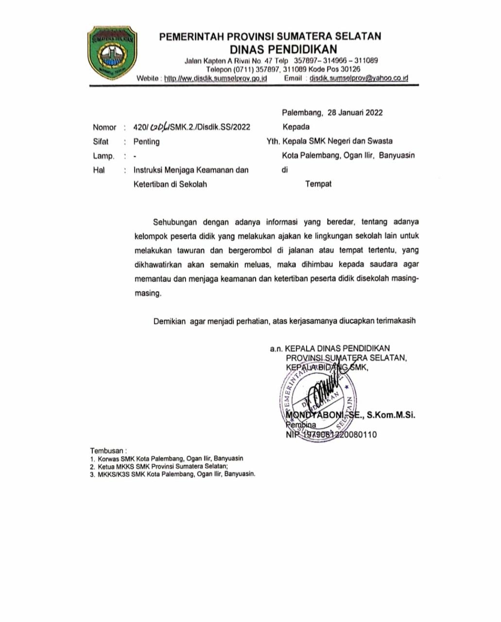 Disdik Sumsel Keluarkan Surat Edaran Jelang PTM, Ini Isinya...