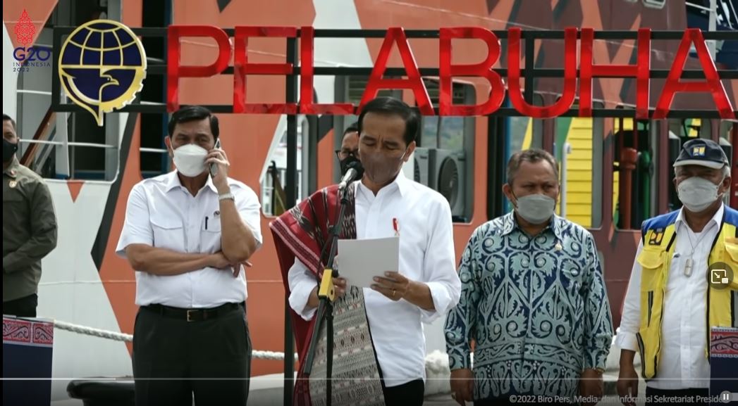 Luhut Panjaitan Telponan saat Presiden Jokowi Sambutan di Pelabuhan Ajibata