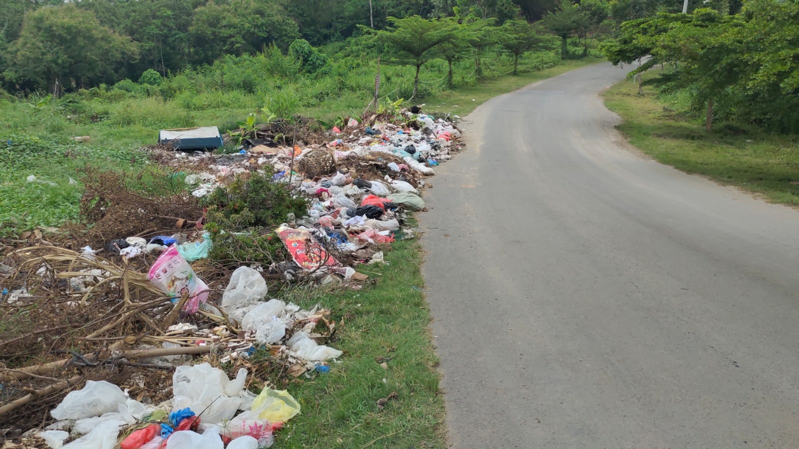 Pengguna Jalan Keluhkan Tumpukan Sampah yang Menimbulkan Bau Tak Sedap