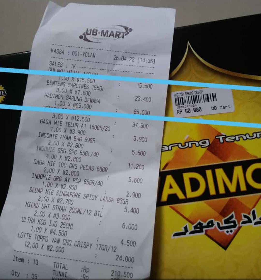 Warga Keluhkan Selisih Harga Pajangan dengan Struk Belanja di UB Mart Baturaja