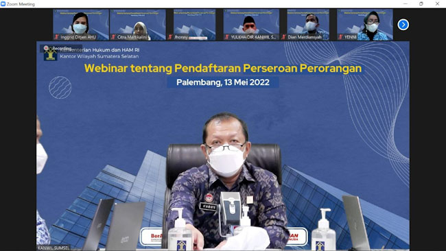 Kemenkumham Sumsel Gelar Webinar Pendaftaran Perseroan Perorangan