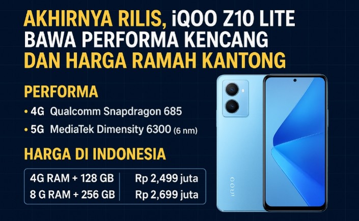 Akhirnya Rilis, iQOO Z10 Lite Bawa Performa Kencang dan Harga Ramah di Kantong