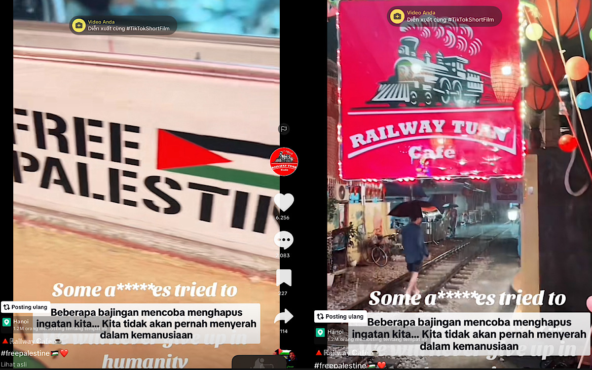 Usai Usir Pengunjung Yahudi Kafe RailWay di Vietnam Diteror OTK, Ada yang Mengoyak Stiker Free Palestina