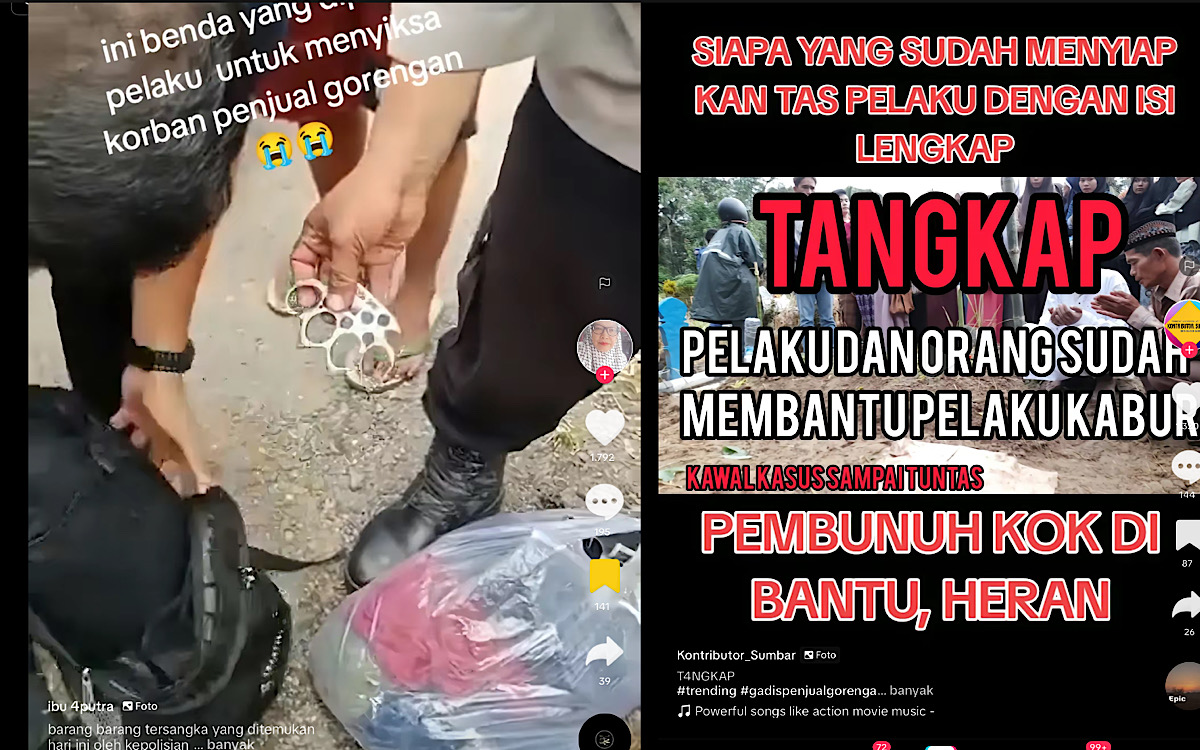 Beredar Video Tas Terduga Pembunuh Gadis Pedagang Gorengan Ditemukan, Isi Perbekalan dan Alat Pemukul Knuckle 