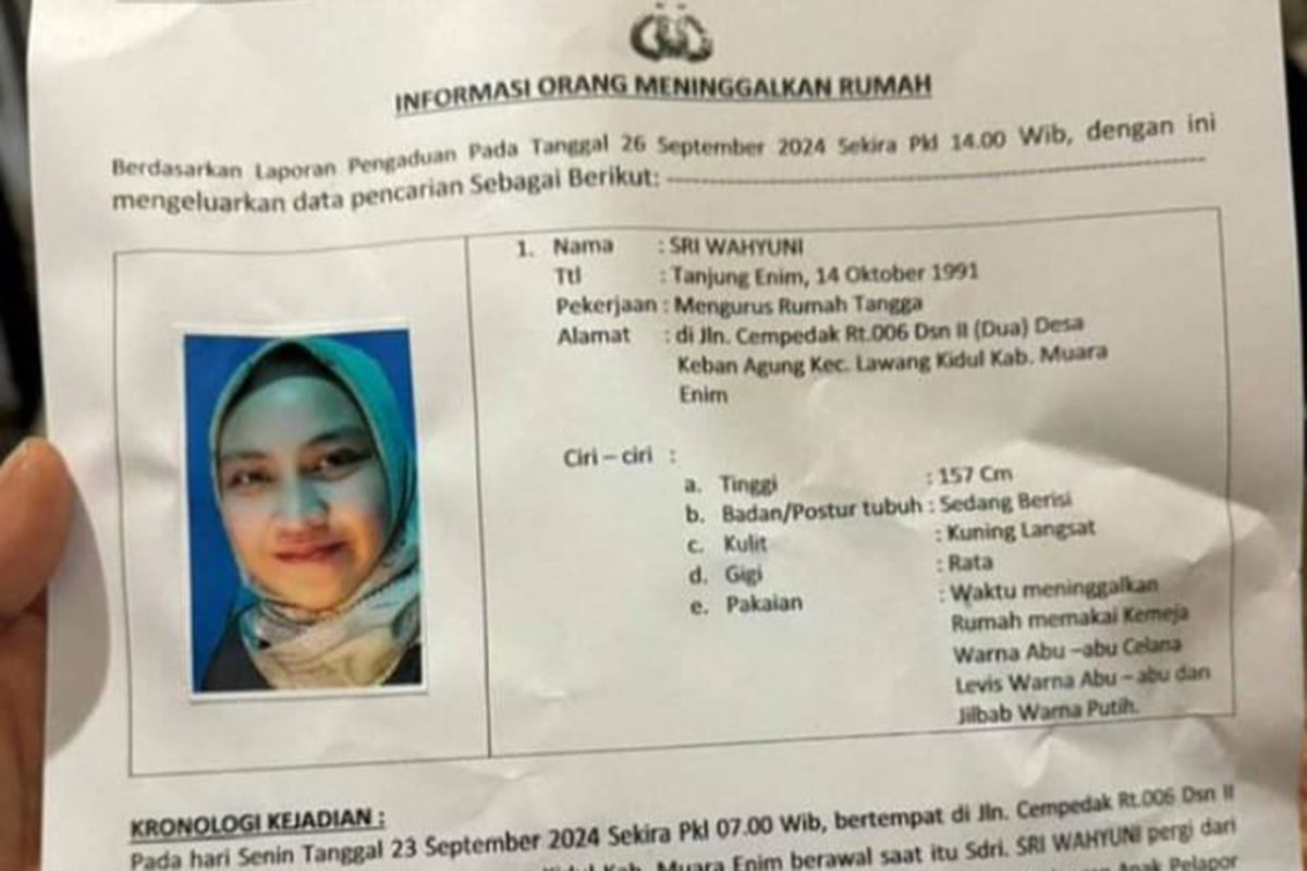 Misteri Hilangnya Sri Wahyuni dan Anak Terungkap