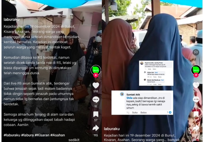 Warga Bunut Barat Kabupaten Asahan Digegerkan Peristiwa Jenazah Hidup Kembali, Videonya Tersebar Luas