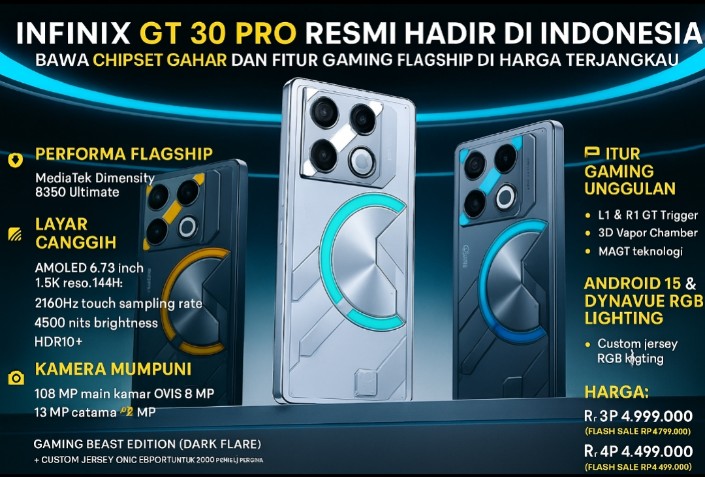 Infinix GT30 Pro, Bawa Chipset Gahar dan Fitur Gaming Kelas Flagship Harga Terjangkau