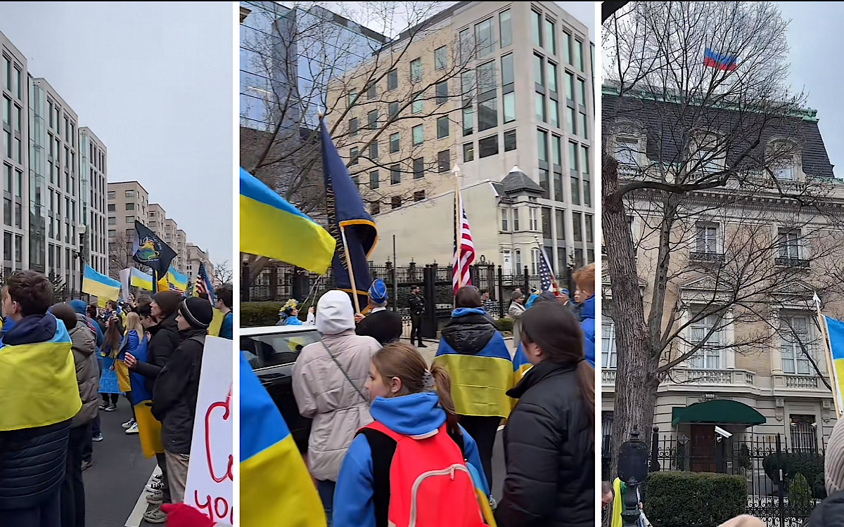 Imigran Ukraina Demo Kedutaan Rusia di Washington, Ada yang Aneh? Kok Masih Ada Perwakilan Putin di Amerika 