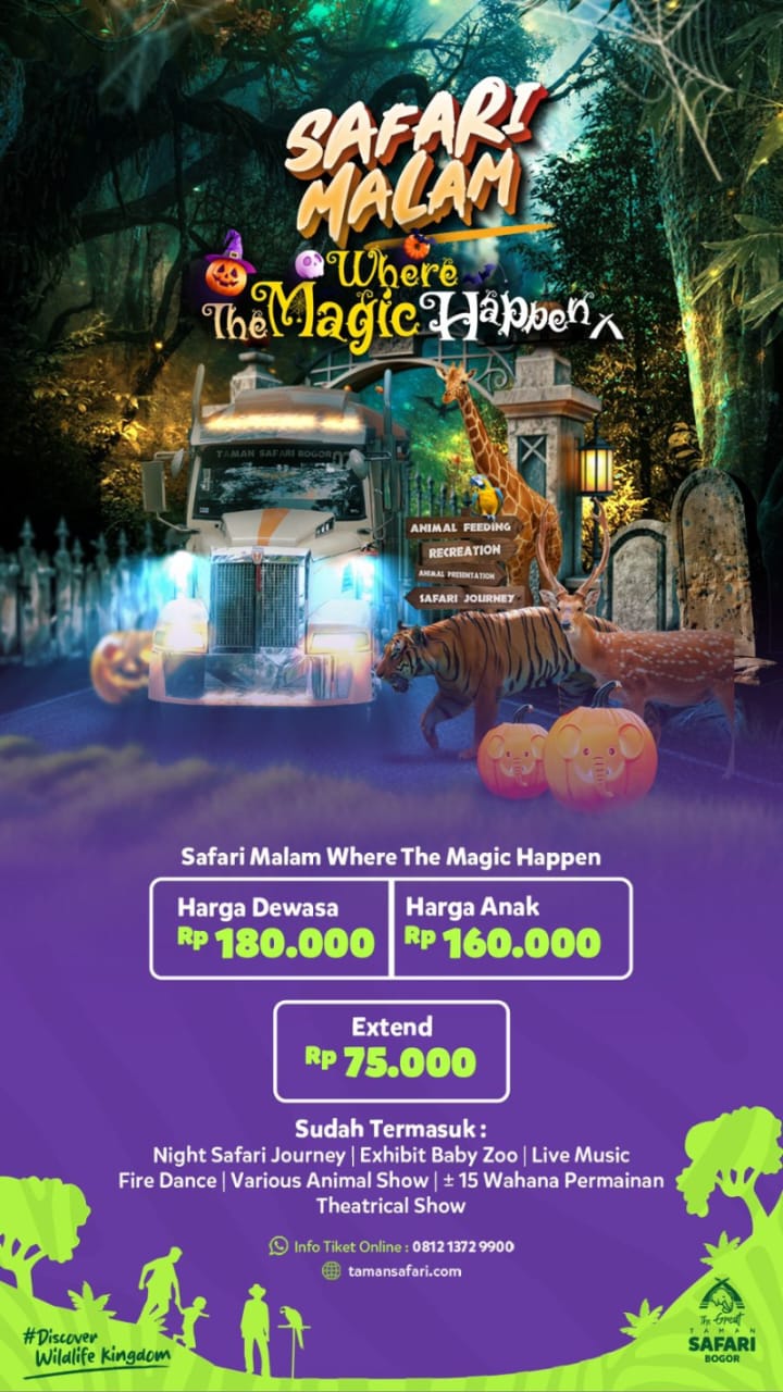 Safari Malam di Taman Safari Bogor Edisi Spesial Penutupan Halloween 2024: Yuk, Cek Harga Tiket Masuknya!