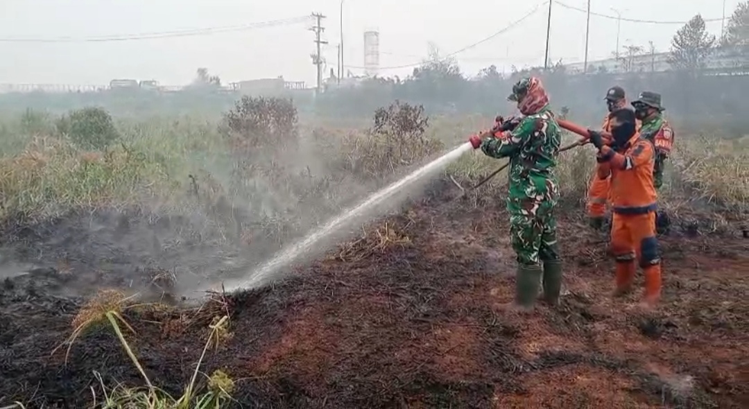Lahan Semak Belukar 8 Hektar di Muara Batun  Jejawi OKI Terbakar, Tim Gabungan Padamkan 