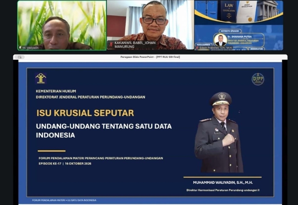 Bahas Satu Data Indonesia, Kanwil Kemenkum Babel Soroti Integrasi Data dan Ancaman Keamanan