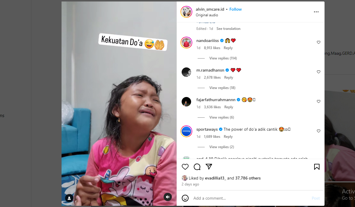Bocah Wanita Nangis Tersedu Sambil Berdoa saat Indonesia Diganjar Penalti 