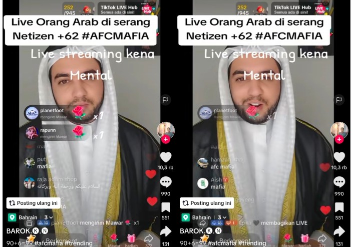 The Power of Netizen Indonesia, Serbu Live Streaming Orang Arab Spam Komentar 'Mafia'