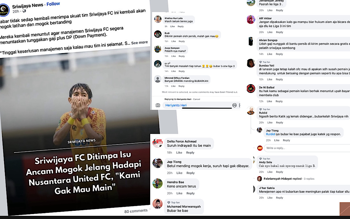 NETIZEN PANAS, Sriwijaya FC ‘Miskin Berita Bagus’, Klub Kebanggaan Dinilai Banyak Drama Mending Bubar Saja!   