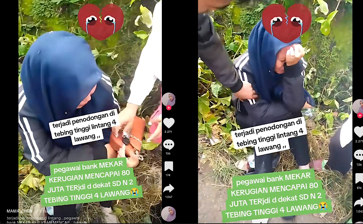 Pegawai Bank Mekar Tebing Tinggi Nangis Kejer Usai Dibegal, Uang Rp80 Juta Dijarah Pelaku