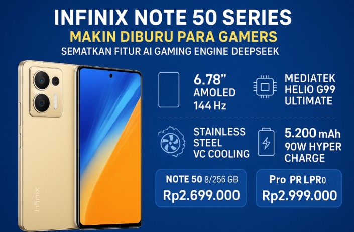 Infinix Note 50 Series Jadi Primadona Baru di Kelas Rp2 Jutaan, Perpaduan Desain Modern Performa Tangguh