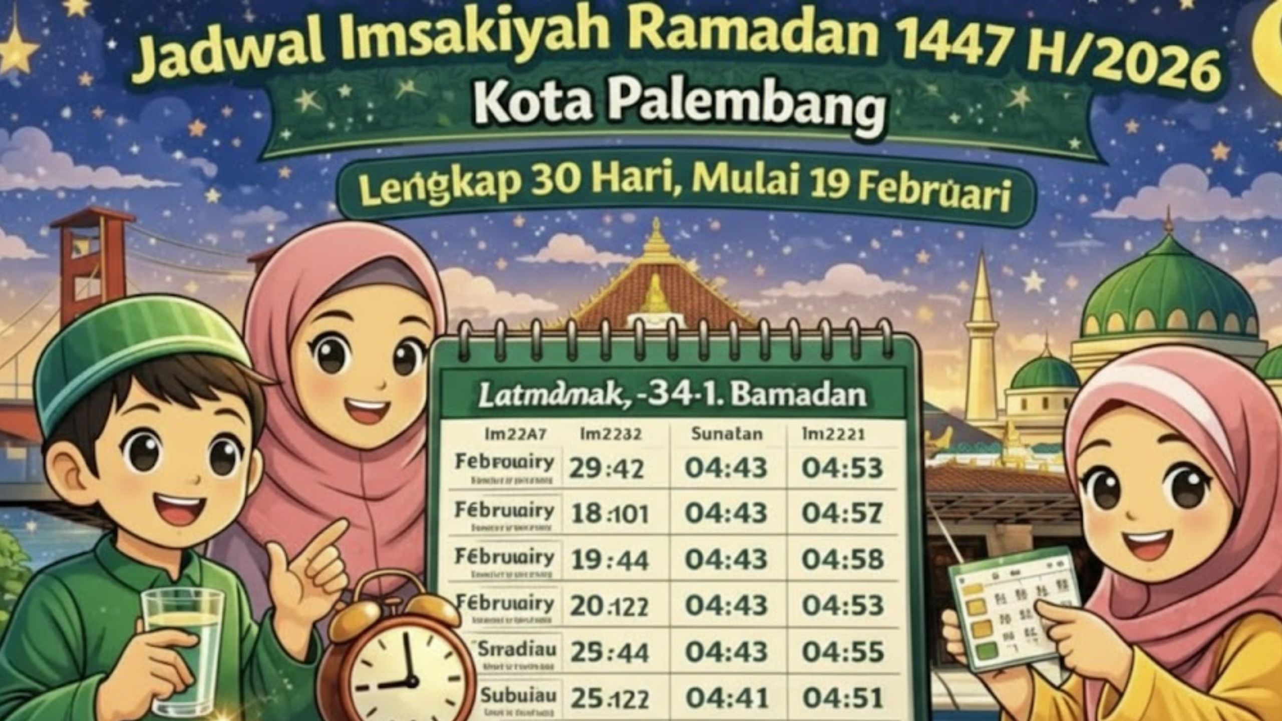 Jadwal Imsak di Palembang Ramadan 2026 Selama Sebulan: Lengkap dengan Link Unduh Resmi