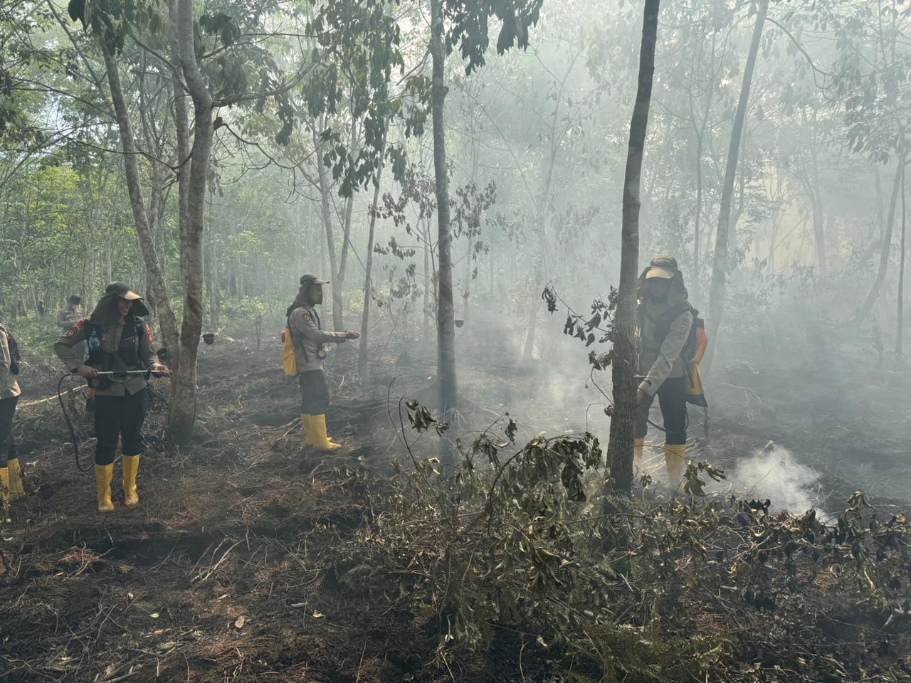 Dibantu Helikopter Water Bombing, Personel Gabungan Berjibaku Padamkan Karhutla di Lempuing Jaya OKI 