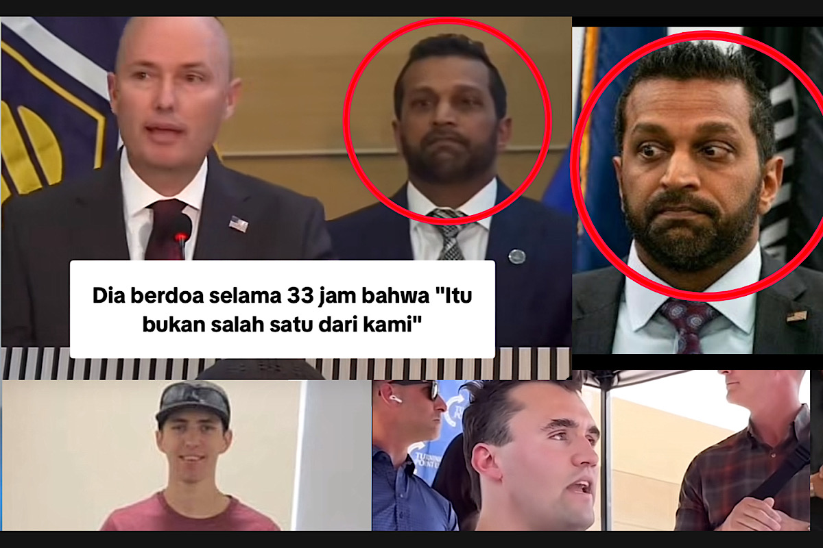 IRONIS, Gubernur Utah Berdoa Imigran Tembak Charlie Kirk, Tepat di Belakangnya Direktur FBI Asal India