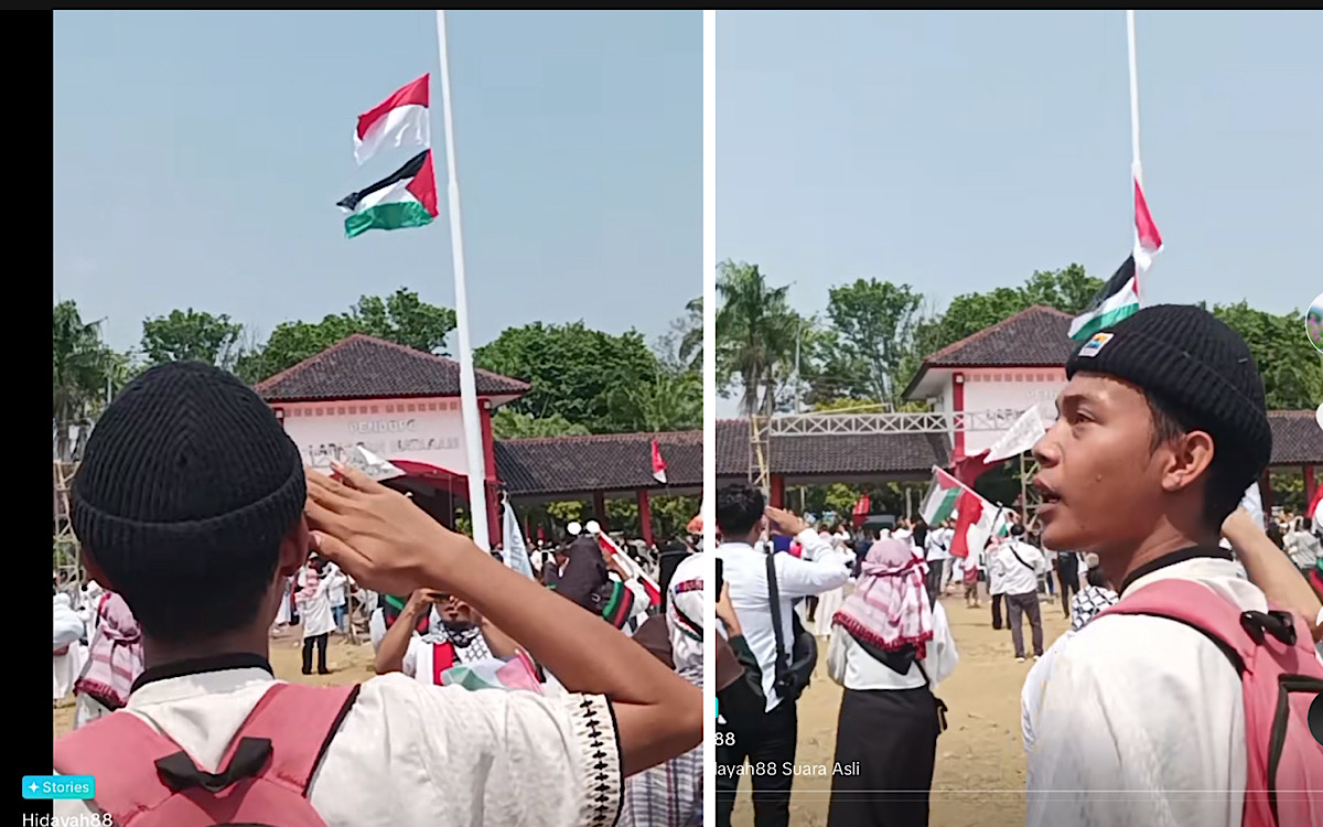Netizen Takjub, Bendera Indonesia dan Palestina Berkibar Bersamaan: ‘Masyaallah Sampai Merinding, Allahuakbar!