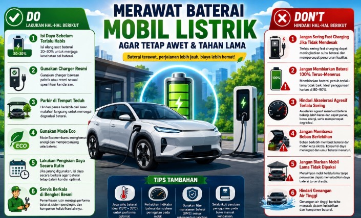 Do and Don’t Merawat Baterai Mobil Listrik Agar Tetap Awet dan Tahan Lama