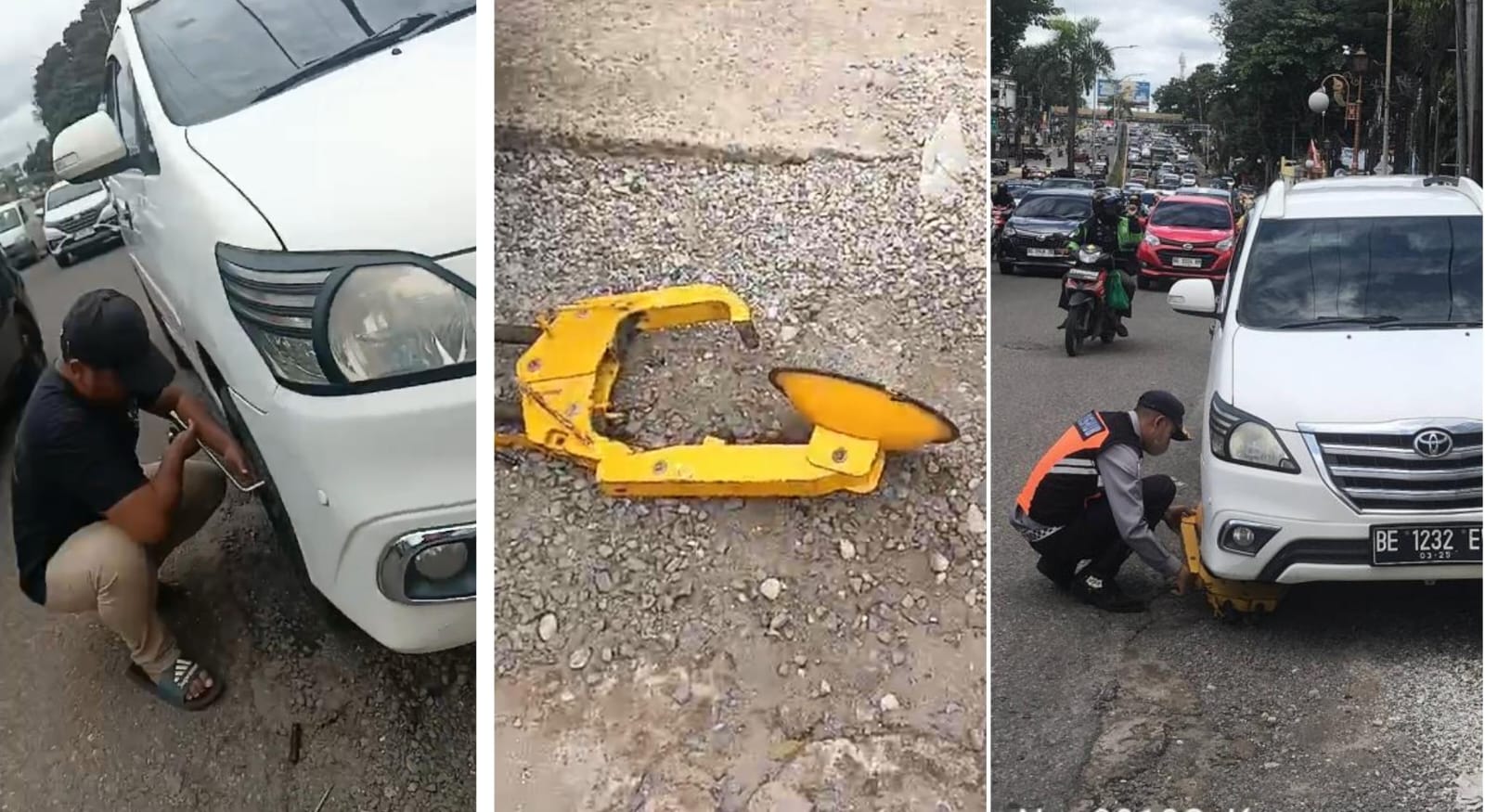 Pemilik Mobil Nopol Lampung Ini Kepergok Buka Paksa Gembok Ban Milik Dishub, Parkir Depan RSMH Palembang 