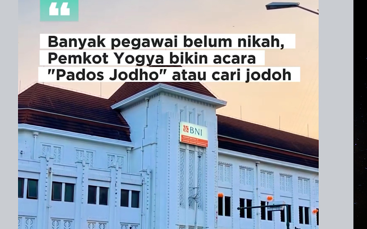 Viral Pemkot Yogya Bikin Acara ‘Pados Jodho’ Sebab Banyak Pegawainya Belum Nikah