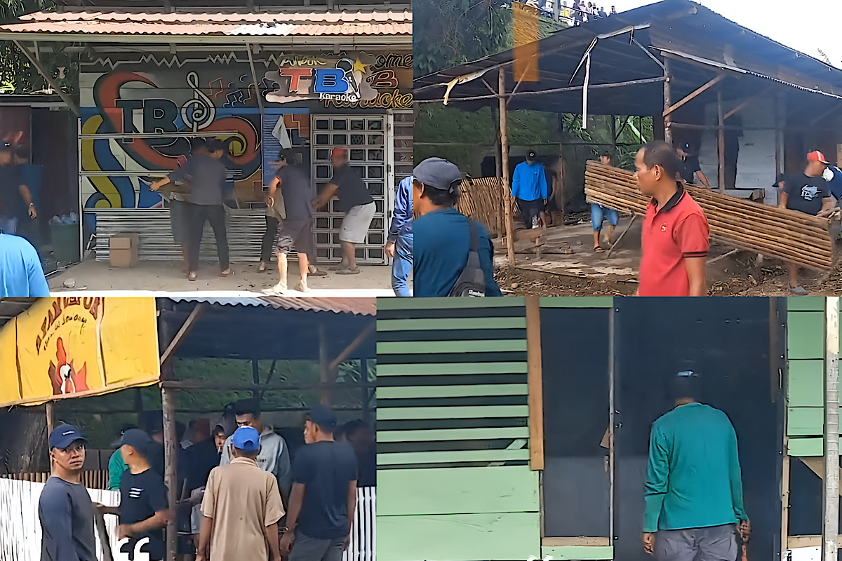 Warga Lahat Bongkar Kafe Maksiat Penghancur Rumah Tangga di Tepi Sungai Lematang