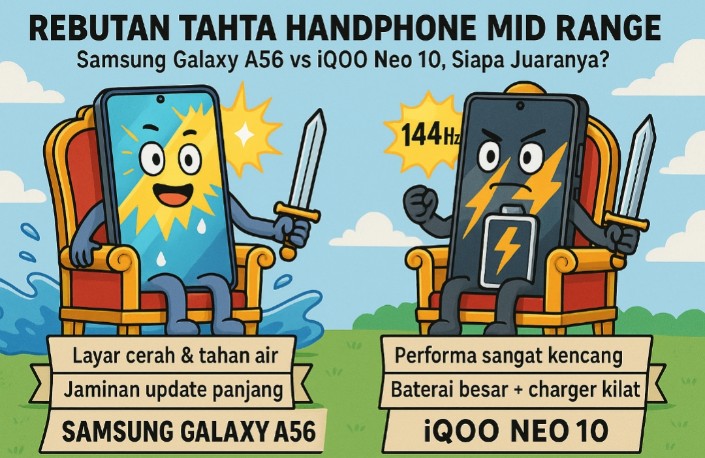 Rebutan Tahta Handphone Mid Range: Samsung Galaxy A56 vs iQOO Neo 10, Siapa Juaranya?