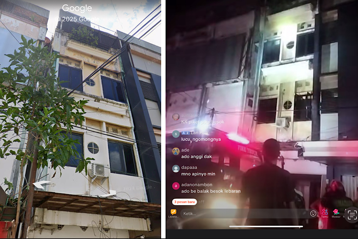 Malam Takbiran Api Lahap Ruko Dekat Lapangan Hatta Palembang, Asap Kimia Petugas Damkar Jaga Jarak
