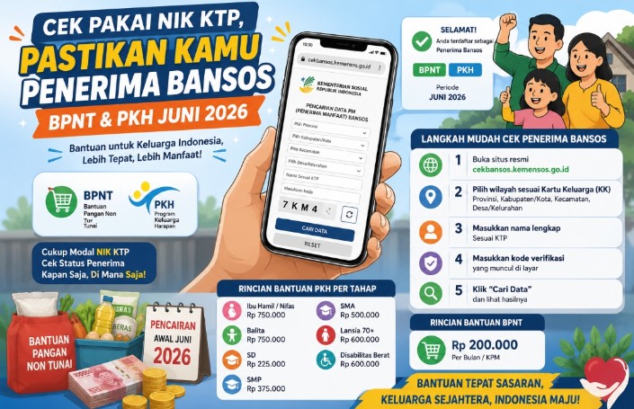 Cek Pakai NIK KTP, Ini Cara Mudah Pastikan Nama Kamu Terdaftar Penerima Bansos Juni 2026