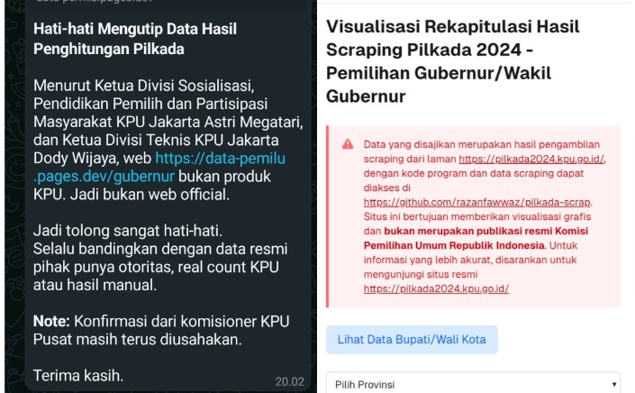 Waspada Website Hitung Suara Sementara Pilkada 2024, KPU Klaim Bukan Produk Resmi