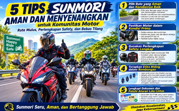 5 Tips Sunmori Aman dan Menyenangkan untuk Komunitas Motor, Rute Nyaman hingga Bebas Tilang