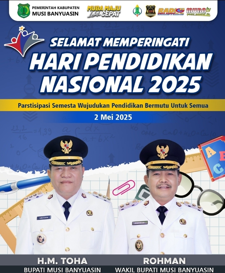 Bupati dan Wakil Bupati Muba Ajak Semua Pihak Wujudkan Pendidikan Bermutu di Hardiknas 2025