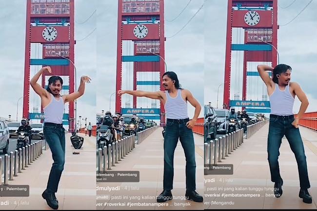 Mulyadi Jawab Tantangan Netizen, Goyang Derago di Jembatan Ampera, Sayang Videonya Keduluan Viral di Sosmed