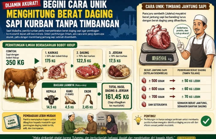 Dijamin Akurat! Begini Cara Unik Menghitung Berat Daging Sapi Kurban Tanpa Perlu Timbangan