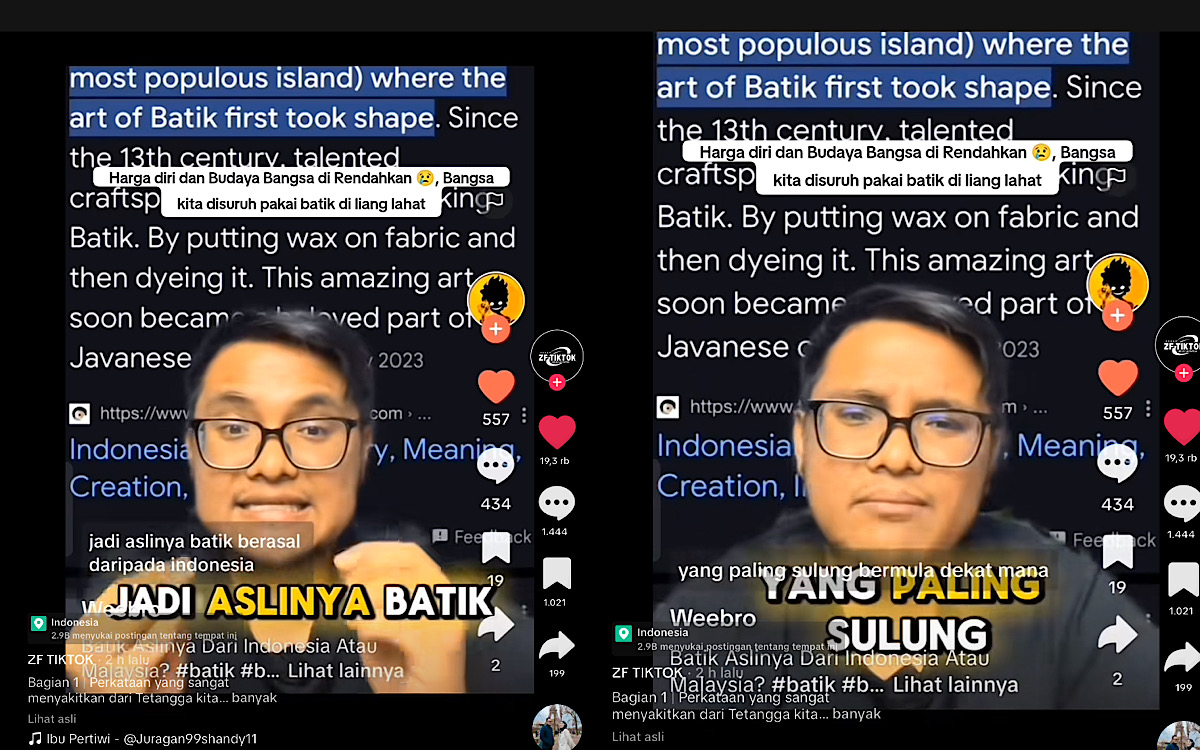 Blunder Konten Kreator Malaysia Weebro Sebut Batik Layaknya Kain Kafan, Dilabrak Netizen Buru-buru Hapus Video