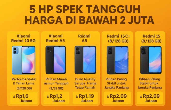 5 HP Spek Tahan Banting Harga di Bawah 2 Jutaan: Pilihan Terjangkau untuk Pengguna Kasar dan Outdoor Ringan