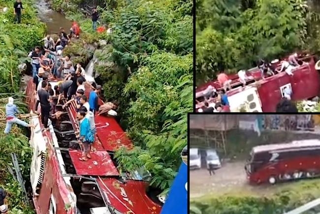 UPDATE NEWS, Korban Bus Wisata Masuk Jurang di Guci Tegal, Satu Meninggal dan 36 Dirawat Luka Ringan dan Berat