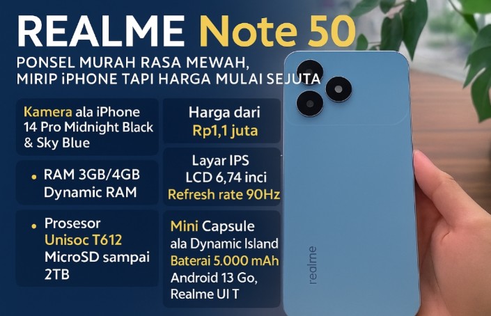 Realme Note 50, Ponsel Murah Rasa Mewah Mirip iPhone Harga Sejutaan