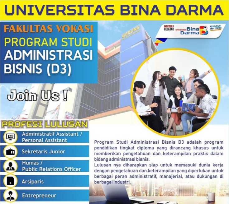 Program Studi Administrasi Bisnis Universitas Bina Darma Palembang Tawarkan Lulusan Terbaik