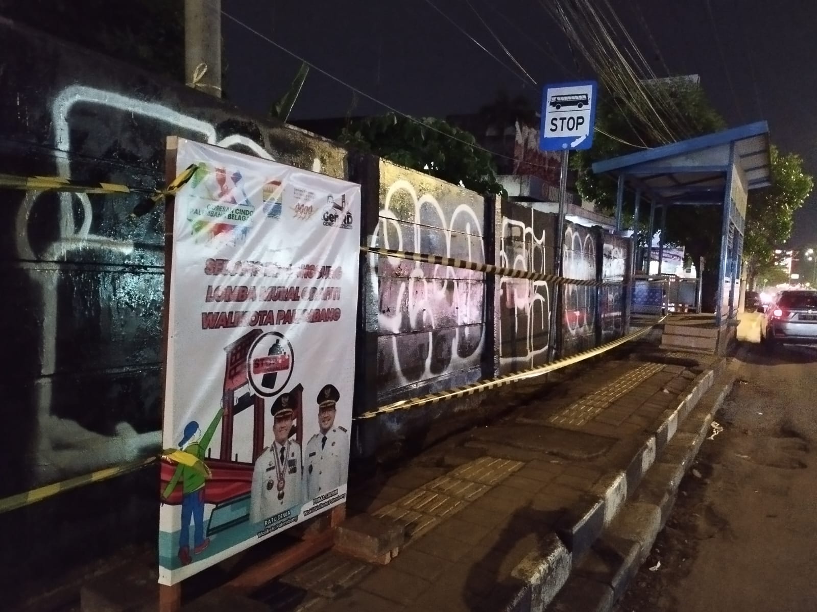 Belum Dibuka, Titik Lomba Mural di Palembang Jadi Sasaran Vandalisme Orang Tak Dikenal