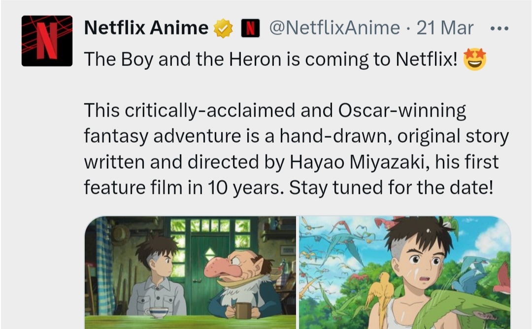 Film Animasi Terbaru Hayao Miyazaki, The Boy and The Heron, Dapat Ditonton di Rumah  Melalui Netflix