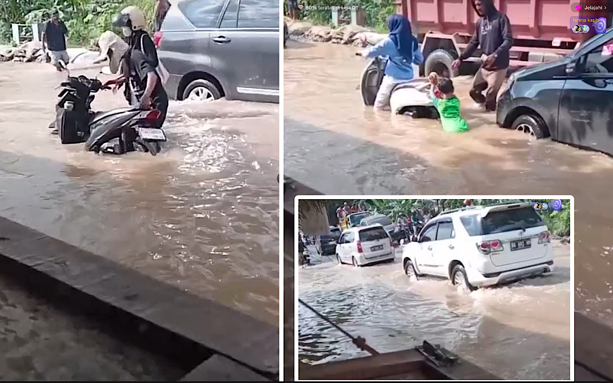 ALAMAK, Jalan Gandus Makin Parah, Timbunan Pasir dan Batu Hilang Diterjang Banjir ‘Pasang’ Sungai Musi 