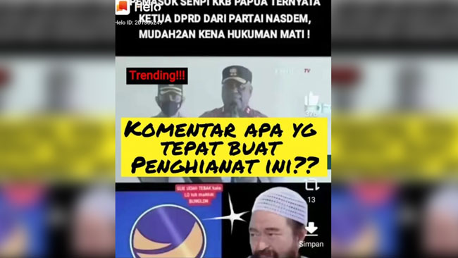 Viral di Medsos, Pemasok Senjata KKB Papua adalah Sosok Ketua DPRD Partai Pengusung Calon Presiden, Benarkah?