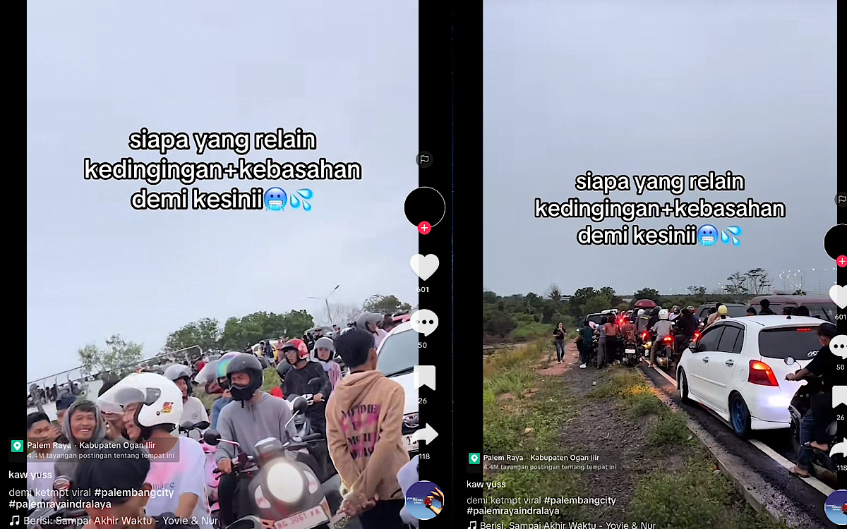 Makin Ramai Wisata Jalan Tol Palem Raya Ogan Ilir, Muda Mudi Rela Hujan-hujanan Demi Bisa Berfoto Astetik 