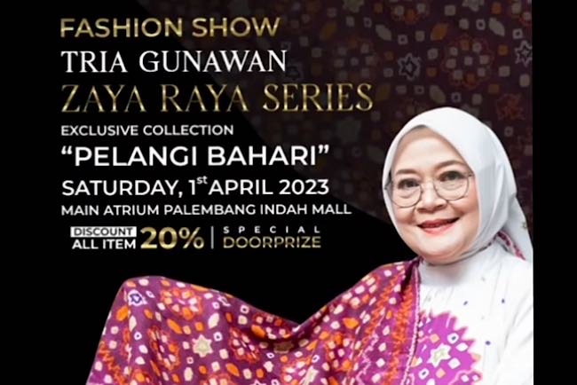 Fashion Show Rumah Busana Tria Gunawan di PIM Meriah, Usung Tema Busana Muslim Etnik Budaya Kota Palembang