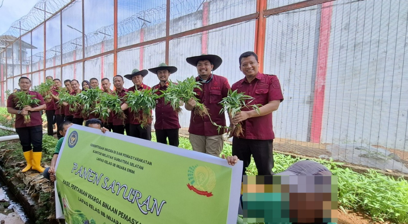 Lapas Kelas IIB Muara Enim Sukses Panen Kangkung, Dukung Program Ketahanan Pangan